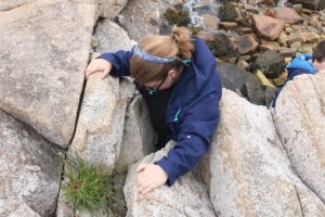 Sandy rock climbing