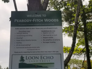 Welcomr to Peabody Fitch Woods Sign