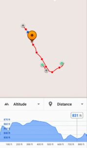 Screenshot of OSMAnd app showing elevations along the right side of the trail